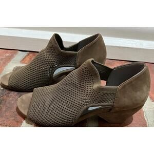 Eileen Fisher Wink Slip-On Stretch Knit Leather Sandals Womens Size 7